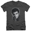 Elvis Presley - Grey Portrait Adult Slim Fit V Neck Cotton
