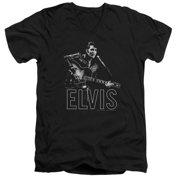 Elvis Presley - Guitar In Hand Adult Slim Fit V Neck Cotton