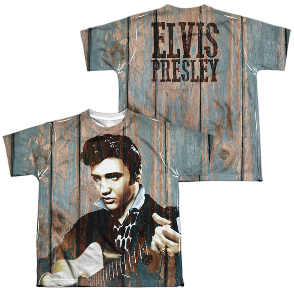Elvis Presley - Woodgrain (Front - Back Print) Youth Short Sleeve 100% Poly