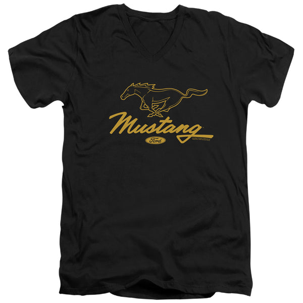 Ford Mustang - Pony Script Adult Slim Fit V Neck Cotton