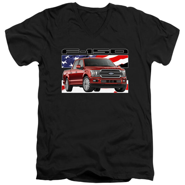 Ford Trucks - F 150 Flag Adult Slim Fit V Neck Cotton