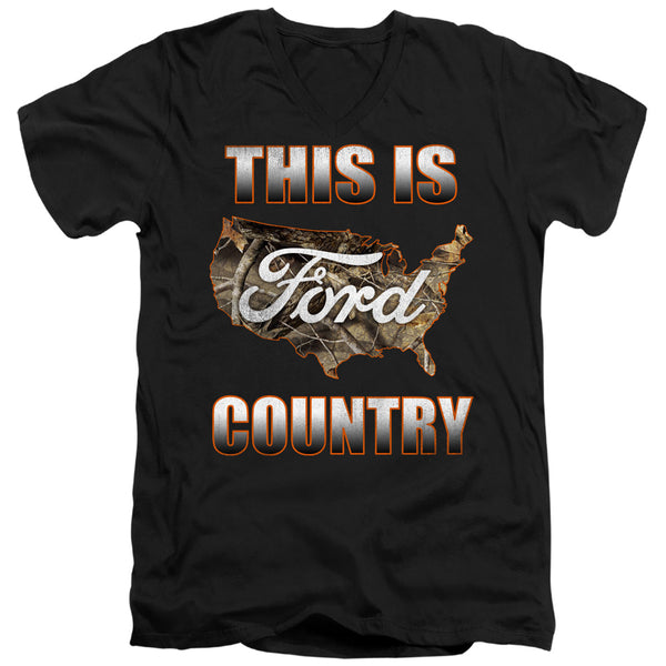 Ford - Go Further Orange Camo Adult Slim Fit V Neck Cotton