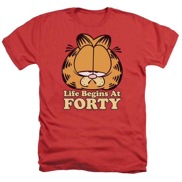 Garfield - Life Begins At Forty Adult Regular Fit Heather Short Sleeve