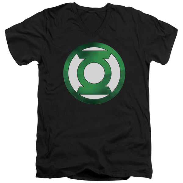 Green Lantern - Green Chrome Logo Adult Slim Fit V Neck Cotton
