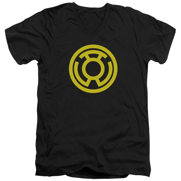 Green Lantern - Yellow Emblem Adult Slim Fit V Neck Cotton