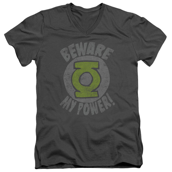 Green Lantern - Beware Adult Slim Fit V Neck Cotton