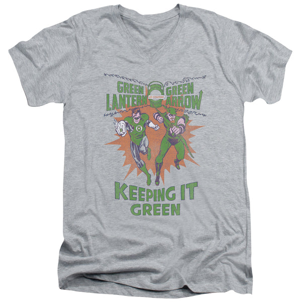 Green Lantern - Keeping It Green Adult Slim Fit V Neck Cotton