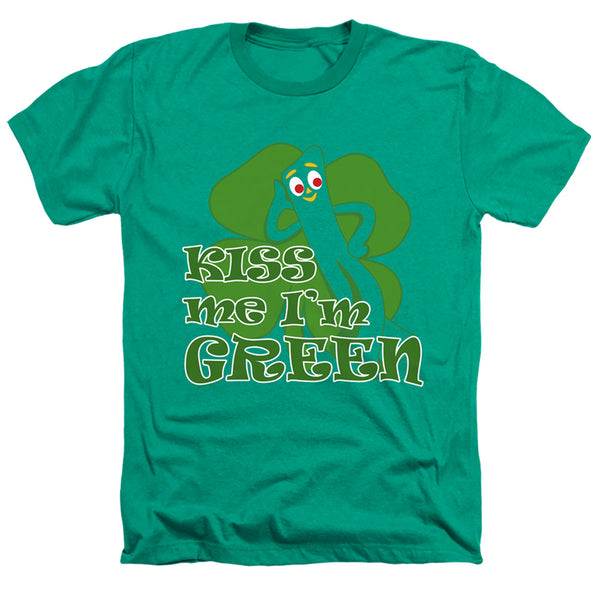 Gumby - Kiss Me Im Green Adult Regular Fit Heather Short Sleeve