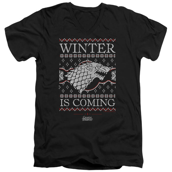 Game Of Thrones - Winter Is Coming Ugly Christmas Adult Slim Fit V Neck Cotton
