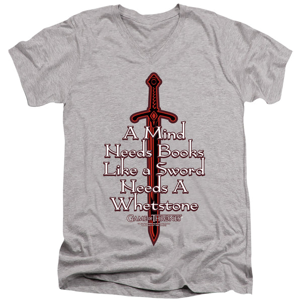 Game Of Thrones - The Mind Needs Books Adult Slim Fit V Neck Cotton