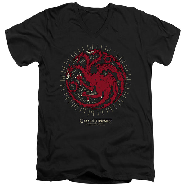 Game Of Thrones - Targaryen Burst Sigil Adult Slim Fit V Neck Cotton