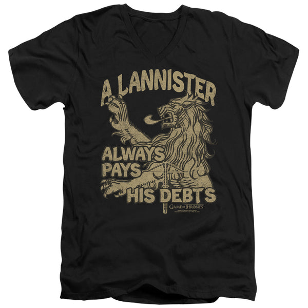 Game Of Thrones - Debts Adult Slim Fit V Neck Cotton