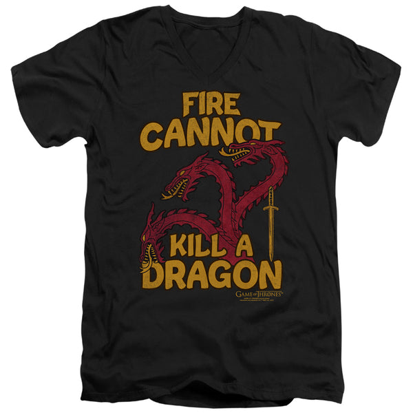 Game Of Thrones - Dragons With Fire Adult Slim Fit V Neck Cotton