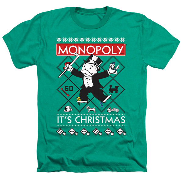 Monopoly - It’S Christmas Ugly Christmas Adult Regular Fit Heather Short Sleeve