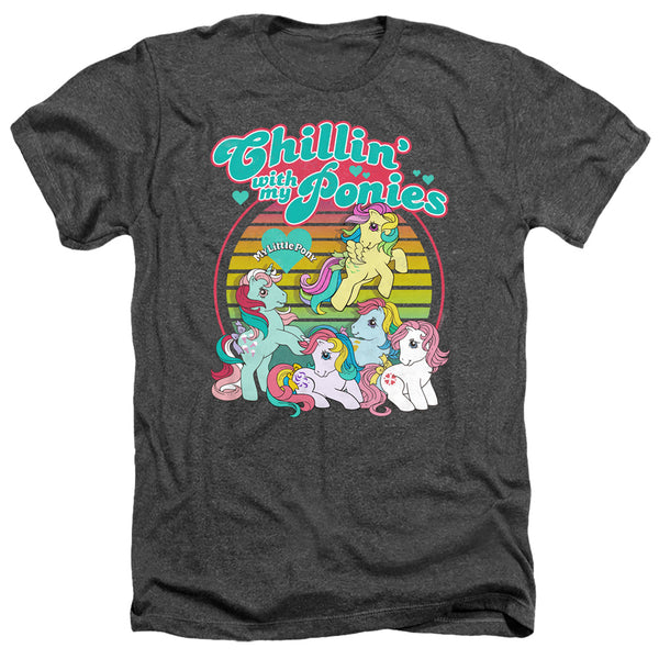 My Little Pony Retro - Chillin With My Ponies Adult Regular Fit Heather Short Sleeve