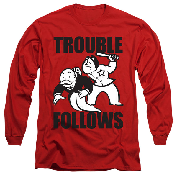 Monopoly - Trouble Follows Evergreen Adult Long Sleeve