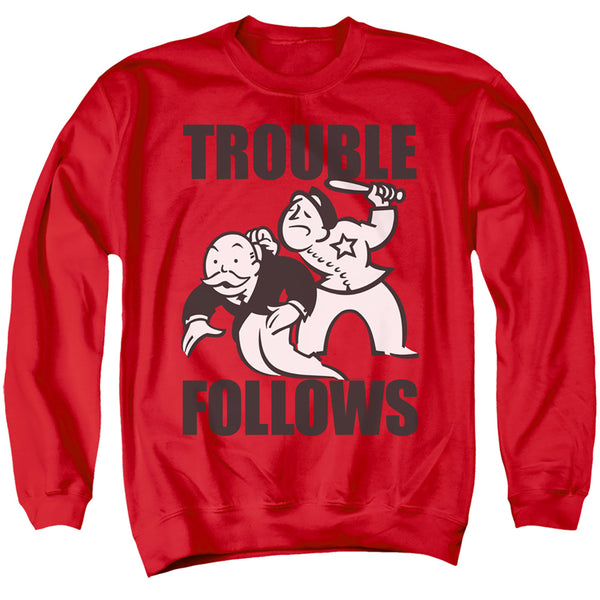 Monopoly - Trouble Follows Evergreen Adult Crewneck Sweatshirt