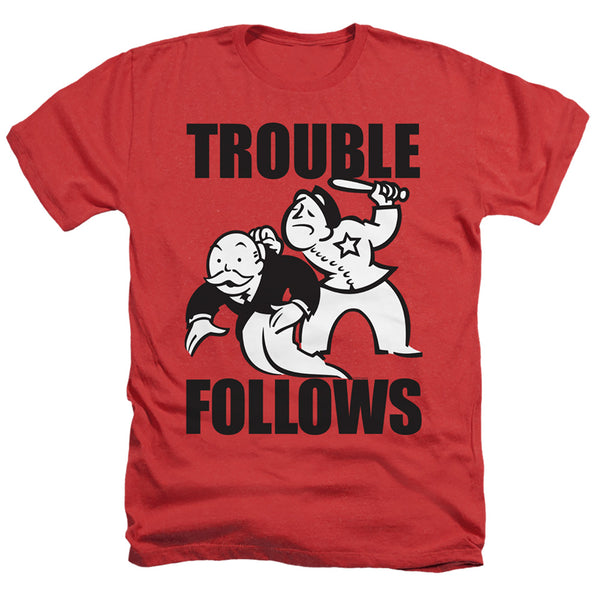 Monopoly - Trouble Follows Evergreen Adult Regular Fit Heather Short Sleeve