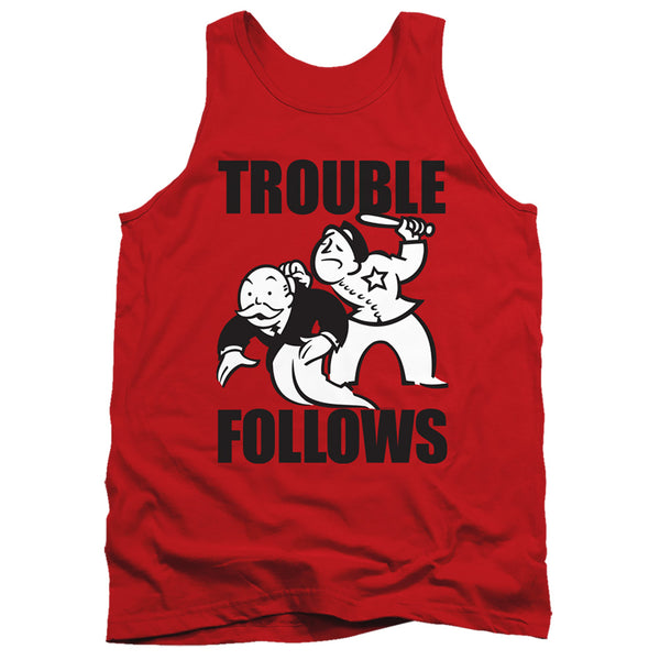 Monopoly - Trouble Follows Evergreen Adult Tank Top