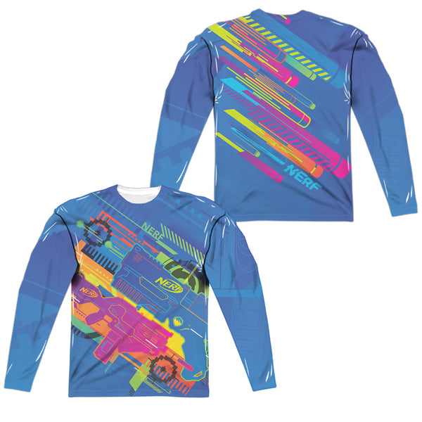 Nerf - Neon Collage (Front - Back Print) L - S Adult Poly Crew