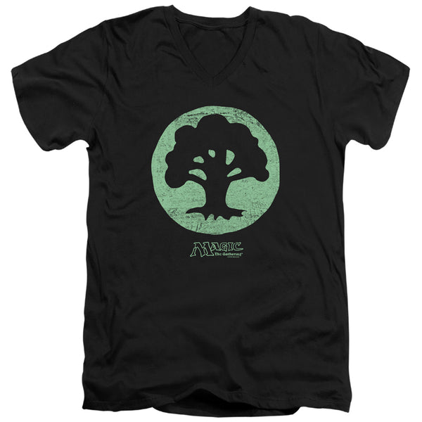 Magic The Gathering - Green Symbol Adult Slim Fit V Neck Cotton
