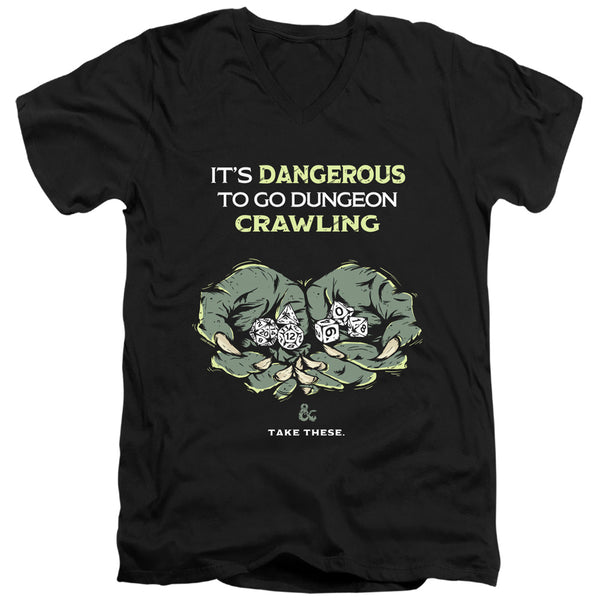 Dungeons And Dragons - Dangerous To Go Alone Adult Slim Fit V Neck Cotton