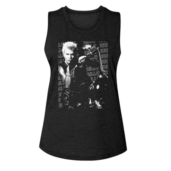 Billy Idol Motorcycle Photo-Ladies Muscle Tank