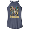 Incubus Band Member Boxes-Navy Frost Ladies Sleeveless Rocker Tank