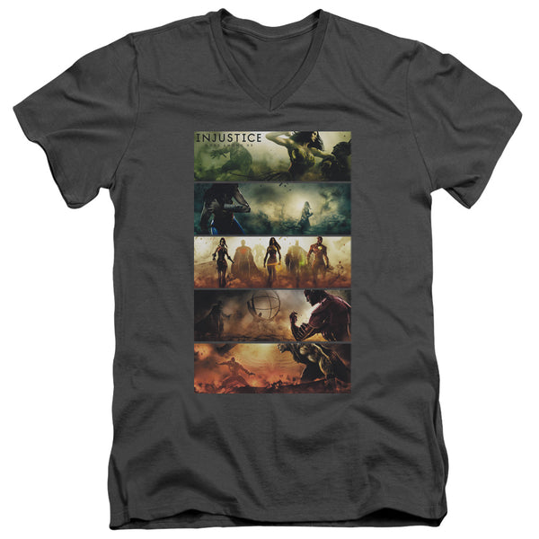 Injustice Gods Among Us - Panels Adult Slim Fit V Neck Cotton