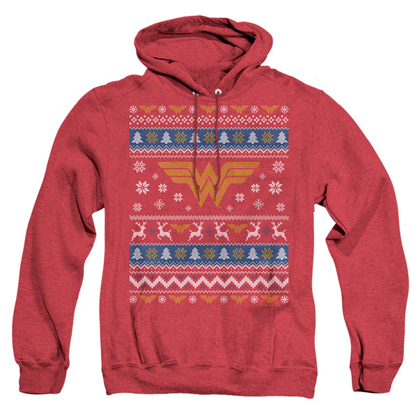 Wonder Woman - Ugly Christmas Logo Adult Heather Hoodie
