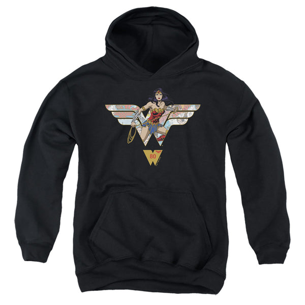 Wonder Woman - Ww 80Th Collage Logo Youth Hooded Sweatshirt