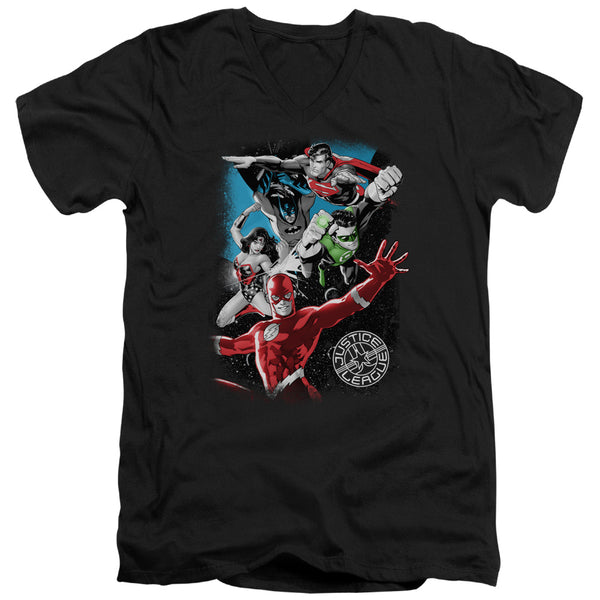 JLA - Galactic Attack Adult Slim Fit V Neck Cotton