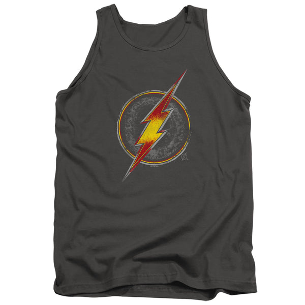 Justice League - Flash Busted Logo Adult Tank Top