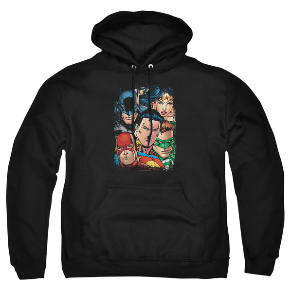 JLA - Up Close And Personal Adult Pullover Hoodie