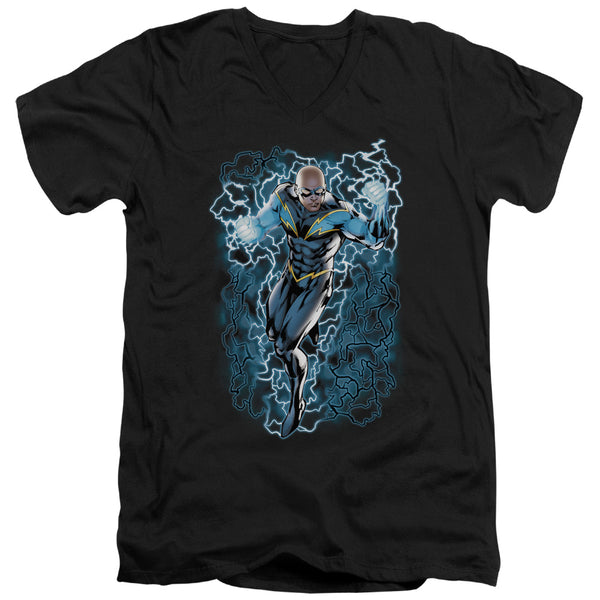 JLA - Black Lightning Bolts Adult Slim Fit V Neck Cotton