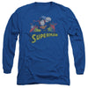 JLA - Superman Rough Distress Adult Long Sleeve