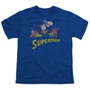 JLA - Superman Rough Distress Youth Short Sleeve