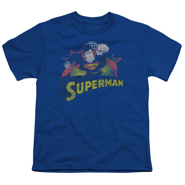 JLA - Superman Rough Distress Youth Short Sleeve