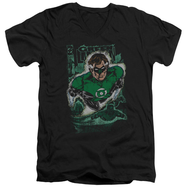 JLA - Green Lantern #1 Distress Adult Slim Fit V Neck Cotton