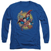 Jla - Superman Collage Adult Long Sleeve Shirt