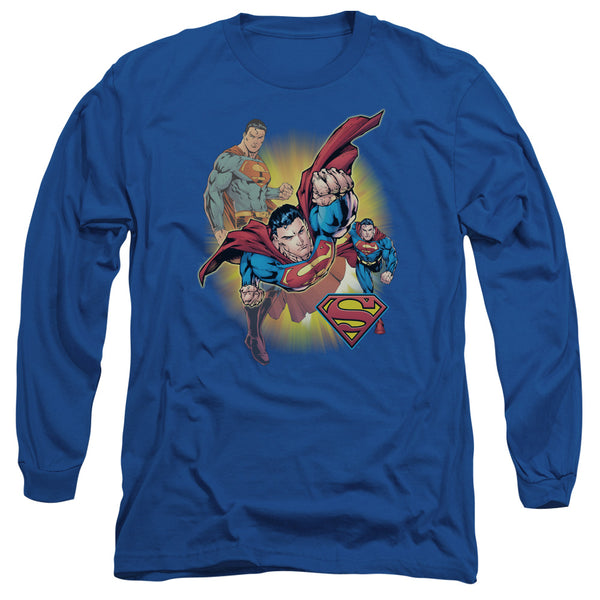 Jla - Superman Collage Adult Long Sleeve Shirt