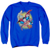 Jla - Superman Collage Adult Crewneck Sweatshirt
