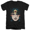 Dco JLA - Wonder Woman Head Adult Slim Fit V Neck Cotton