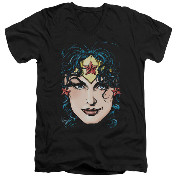 Dco JLA - Wonder Woman Head Adult Slim Fit V Neck Cotton