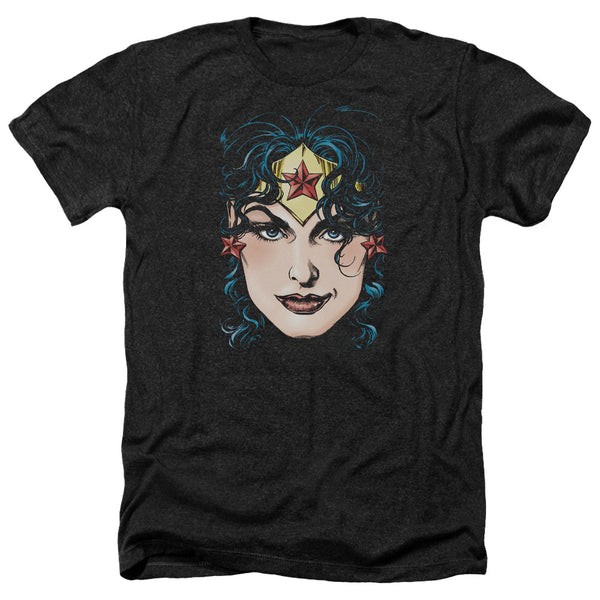Dco JLA - Wonder Woman Head Adult Regular Fit Heather Short Sleeve