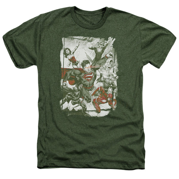 JLA - Green And Red Adult Regular Fit Heather Short Sleeve