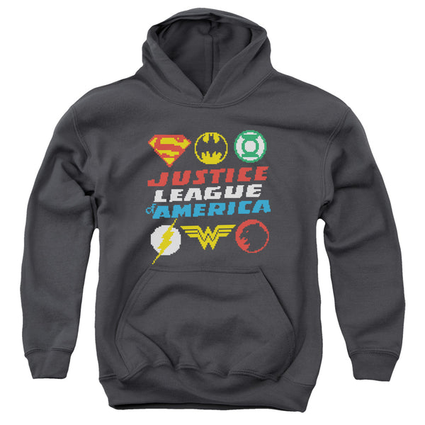 JLA - Pixel Logos Youth Hooded Sweatshirt