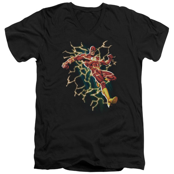 JLA - Flash Symbol Knockout Adult Slim Fit V Neck Cotton