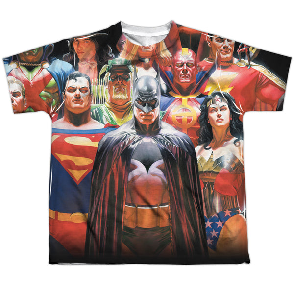 JLA - Wall Of Heroes Youth Short Sleeve 100% Poly