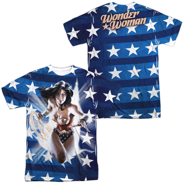 JLA - Ripped Flag (Front - Back Print) Adult Regular Fit Short Sleeve 100% Poly